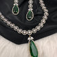 AD Color Stone Dainty Short Necklace - Green
