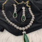 AD Color Stone Dainty Short Necklace - Green