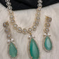 AD Color Stone Dainty Short Necklace - LightGreen