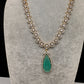 AD Color Stone Dainty Short Necklace - LightGreen
