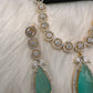 AD Color Stone Dainty Short Necklace - LightGreen