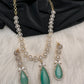 AD Color Stone Dainty Short Necklace - LightGreen