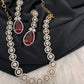 AD Color Stone Dainty Short Necklace - Red