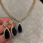AD Color Stone Dainty Short Necklace - Blue