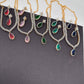 AD Color Stone Dainty Short Necklace - Blue