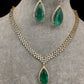 AD Color Stone Dainty Short Necklace - LightGreen