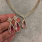 AD Color Stone Dainty Short Necklace - pink