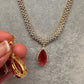 AD Color Stone Dainty Short Necklace - Red