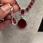 Wine Red Silver Short Necklace
