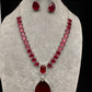 Wine Red Silver Short Necklace
