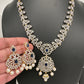 AD Color Stone Dainty Short Necklace - Blue