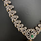 AD Color Stone Dainty Short Necklace - Green
