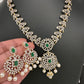 AD Color Stone Dainty Short Necklace - Green