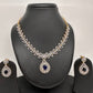 Diamond FInish Color Stone Dainty Short Necklace - Blue
