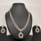 Diamond FInish Color Stone Dainty Short Necklace - Green