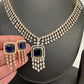 Diamond FInish Color Stone Dainty Short Necklace - Blue