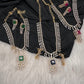 Diamond FInish Color Stone Dainty Short Necklace - Blue