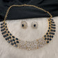 AD Color Stone Dainty Short Necklace - Blue
