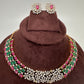 AD Color Stone Dainty Short Necklace - Gold