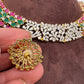 AD Color Stone Dainty Short Necklace - Gold