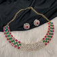 AD Color Stone Dainty Short Necklace - Gold