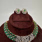 AD Color Stone Dainty Short Necklace - Green