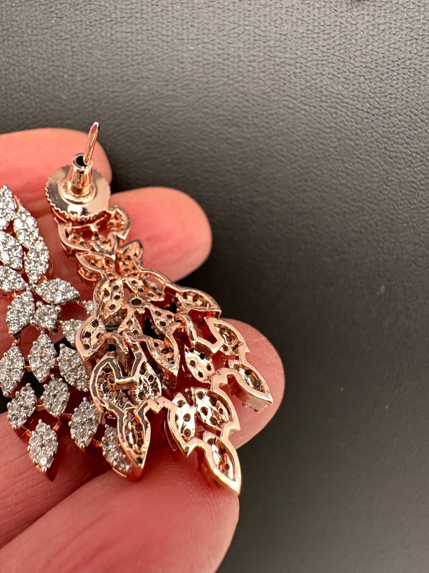 Rose Gold AD Leaf Necklace