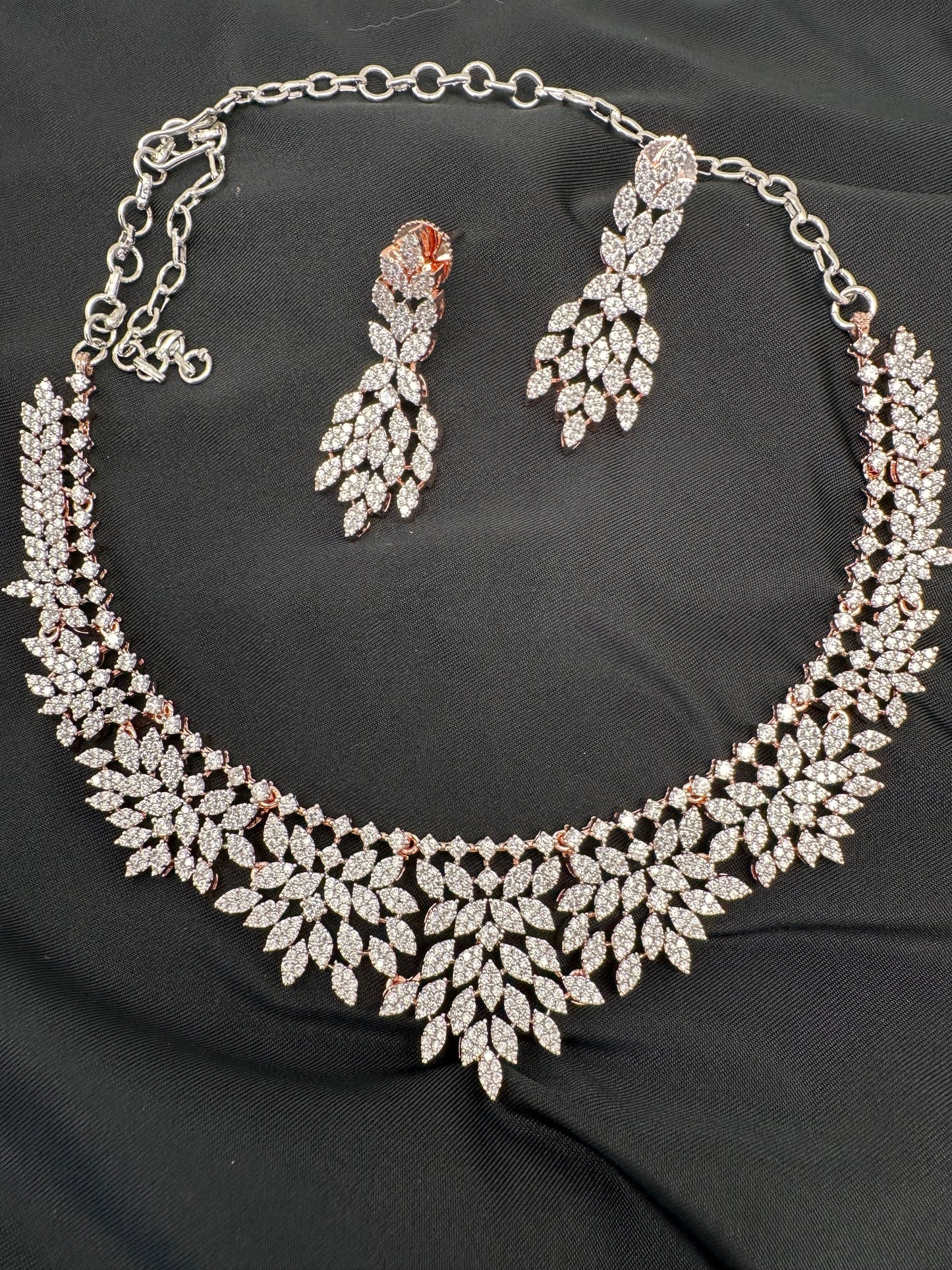 Rose Gold AD Leaf Necklace
