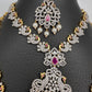 AD Diamond Finish Ganga Jamuna Polish Peacock Long Short Necklace Combo Set