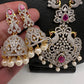 AD Diamond Finish Ganga Jamuna Polish Peacock Long Short Necklace Combo Set