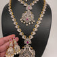 AD Diamond Finish Ganga Jamuna Polish Peacock Long Short Necklace Combo Set