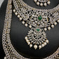 AD Emerald Diamond Finish Ganga Jamuna Polish Peacock Long Short Necklace Combo Set