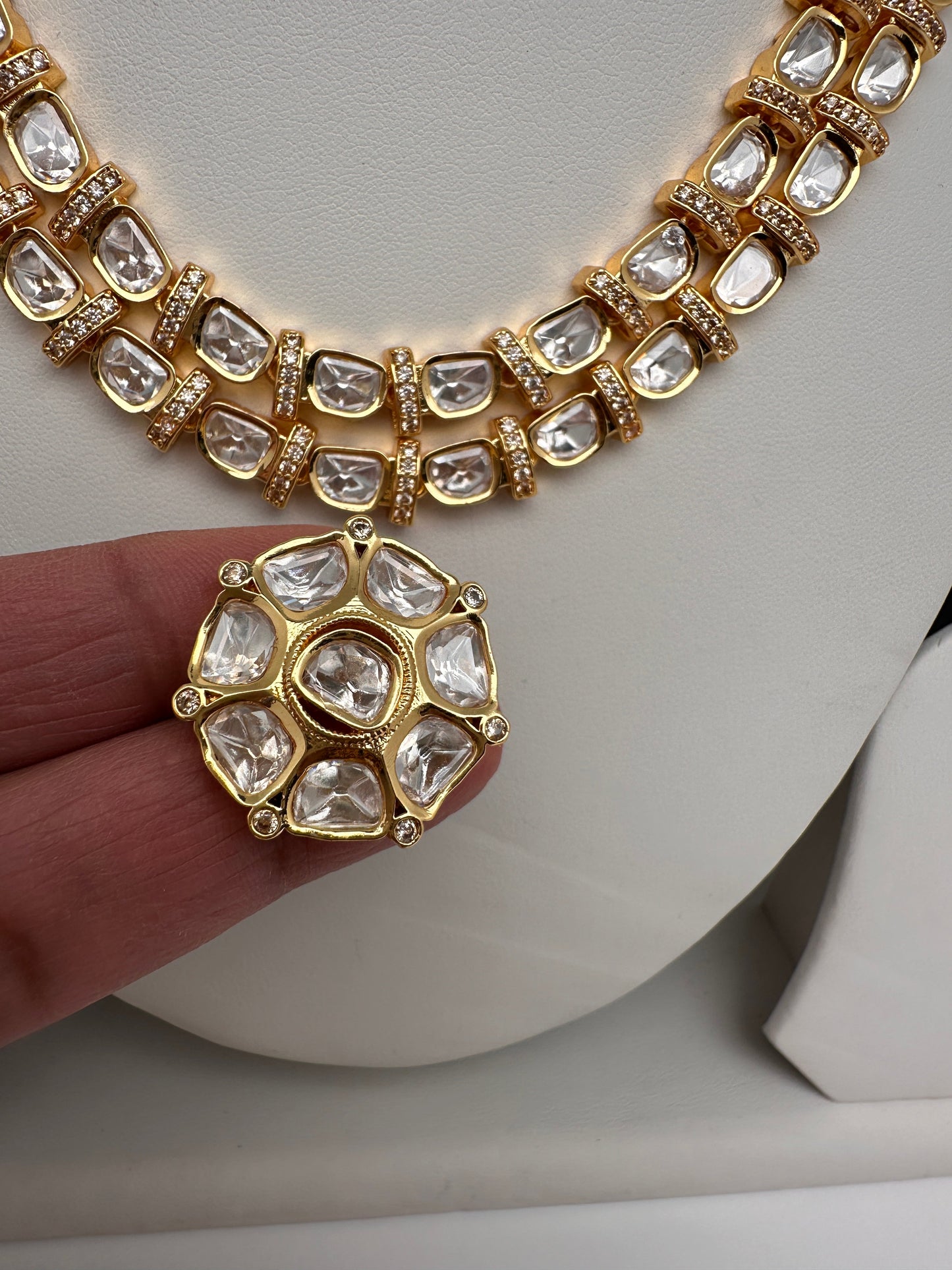 Moissanite Clear Stone Short Necklace
