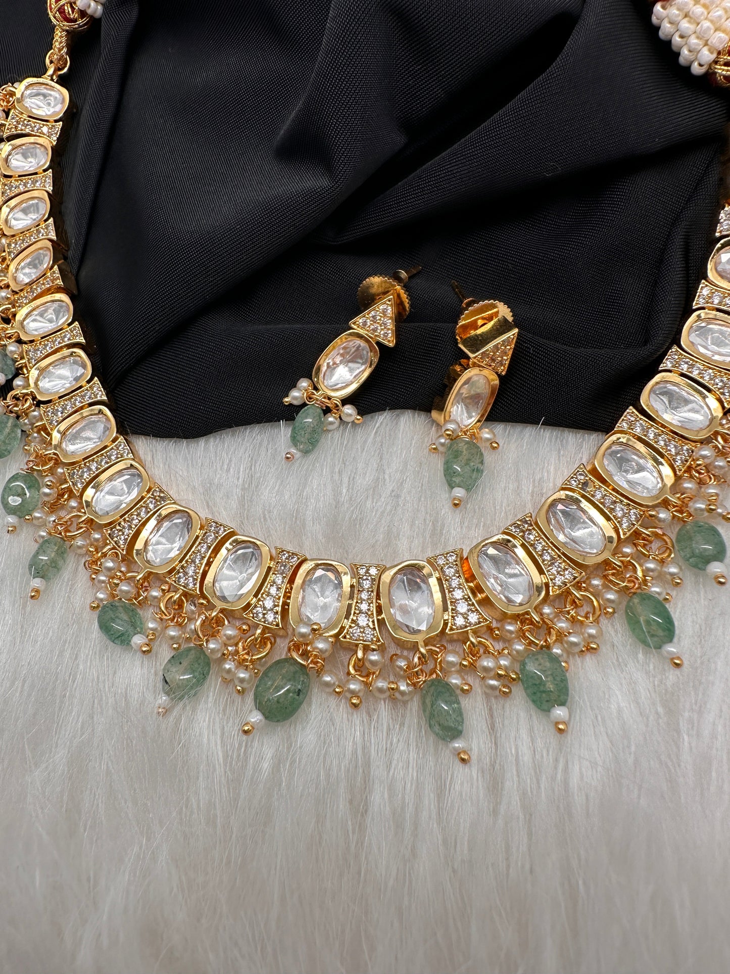 Moissanite Clear Stone Emerald Beads Short Necklace