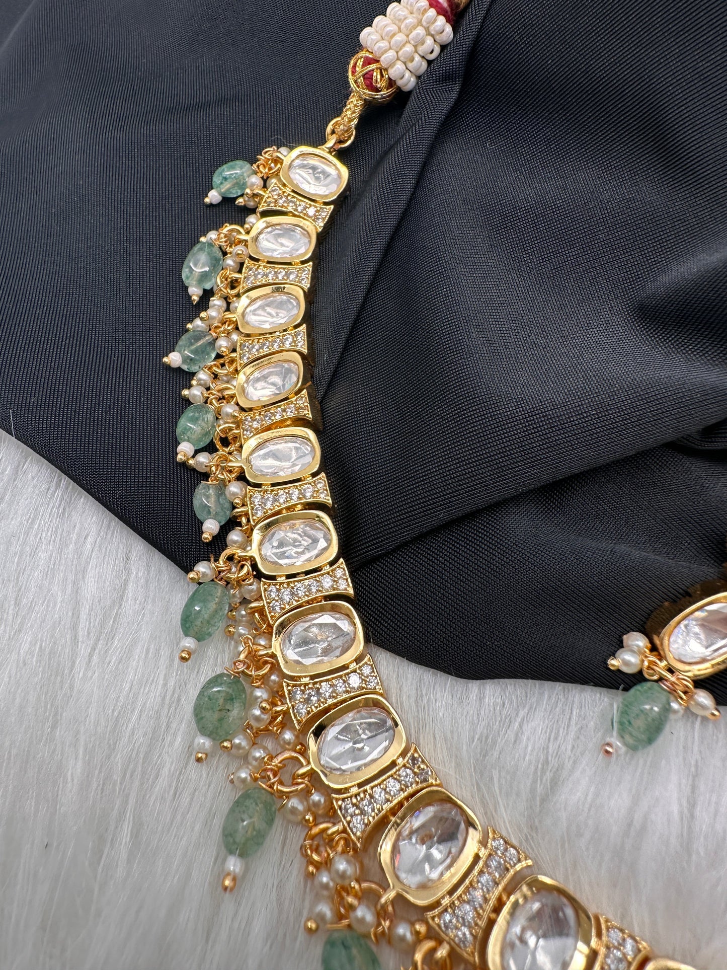 Moissanite Clear Stone Emerald Beads Short Necklace
