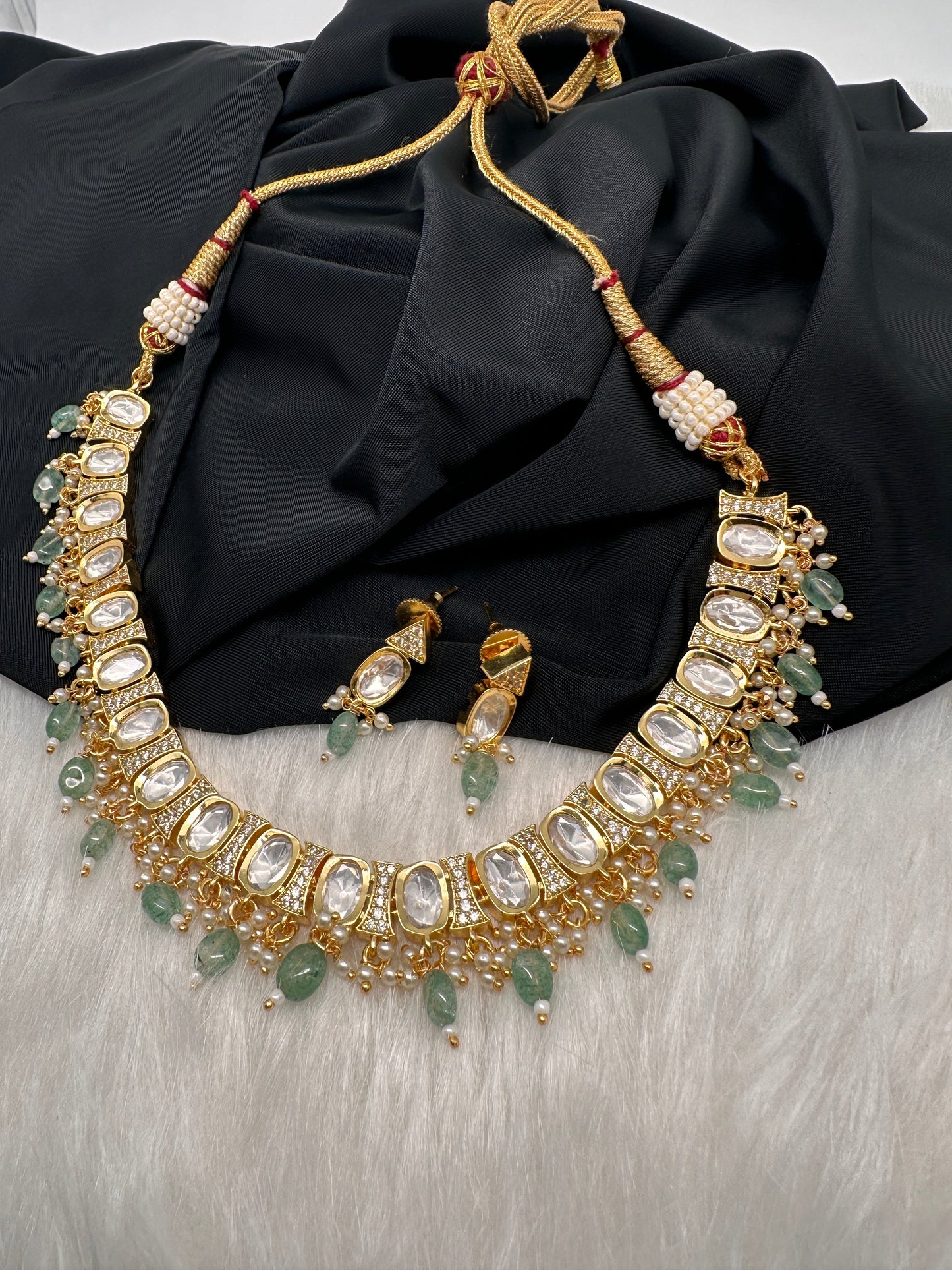 Moissanite Clear Stone Emerald Beads Short Necklace