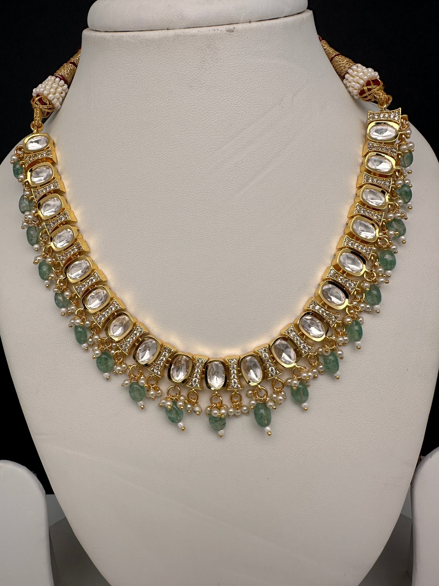 Moissanite Clear Stone Emerald Beads Short Necklace