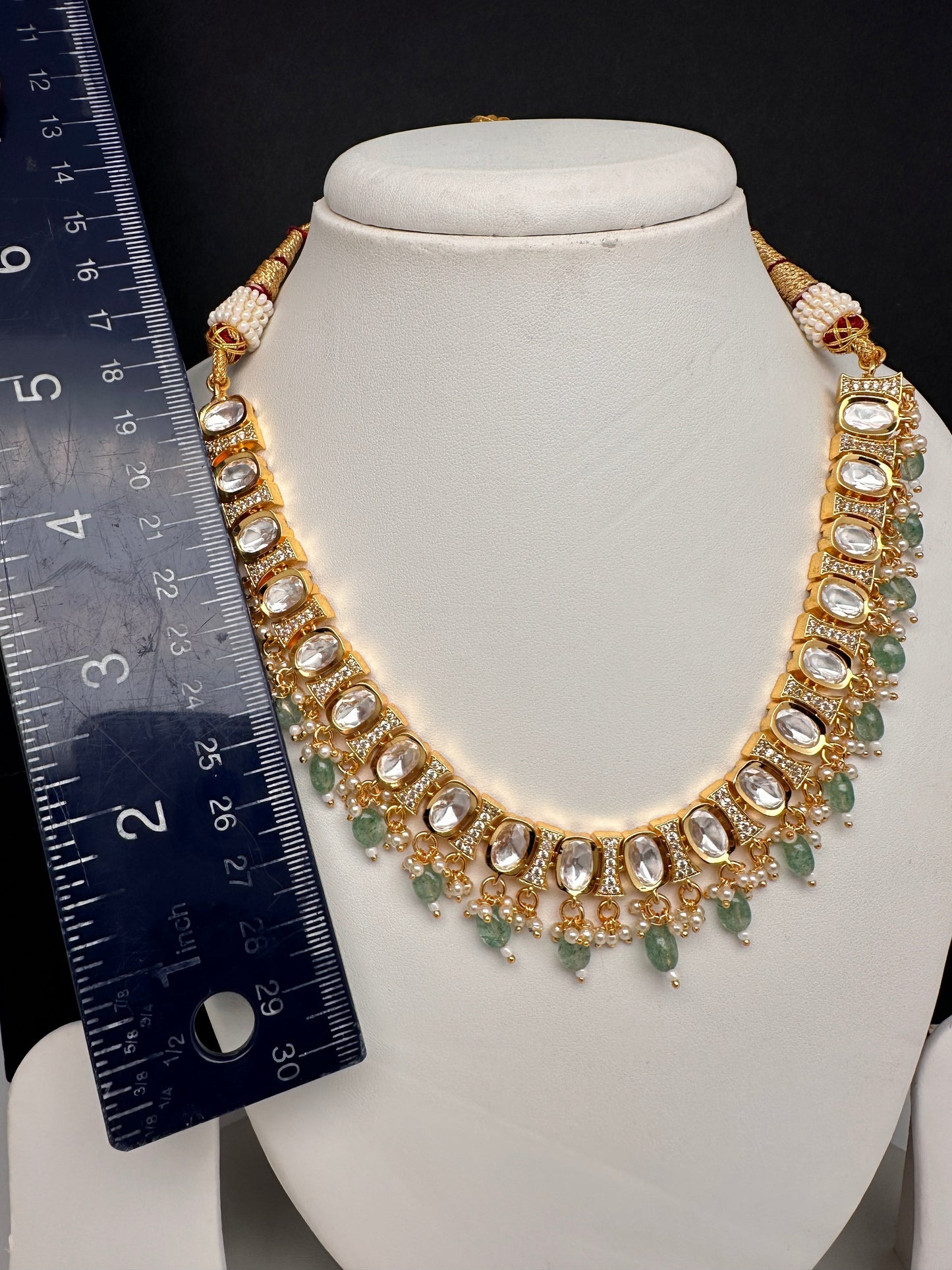 Moissanite Clear Stone Emerald Beads Short Necklace