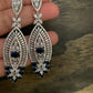 AD Blue Stone Long Earrings in Silver Polish