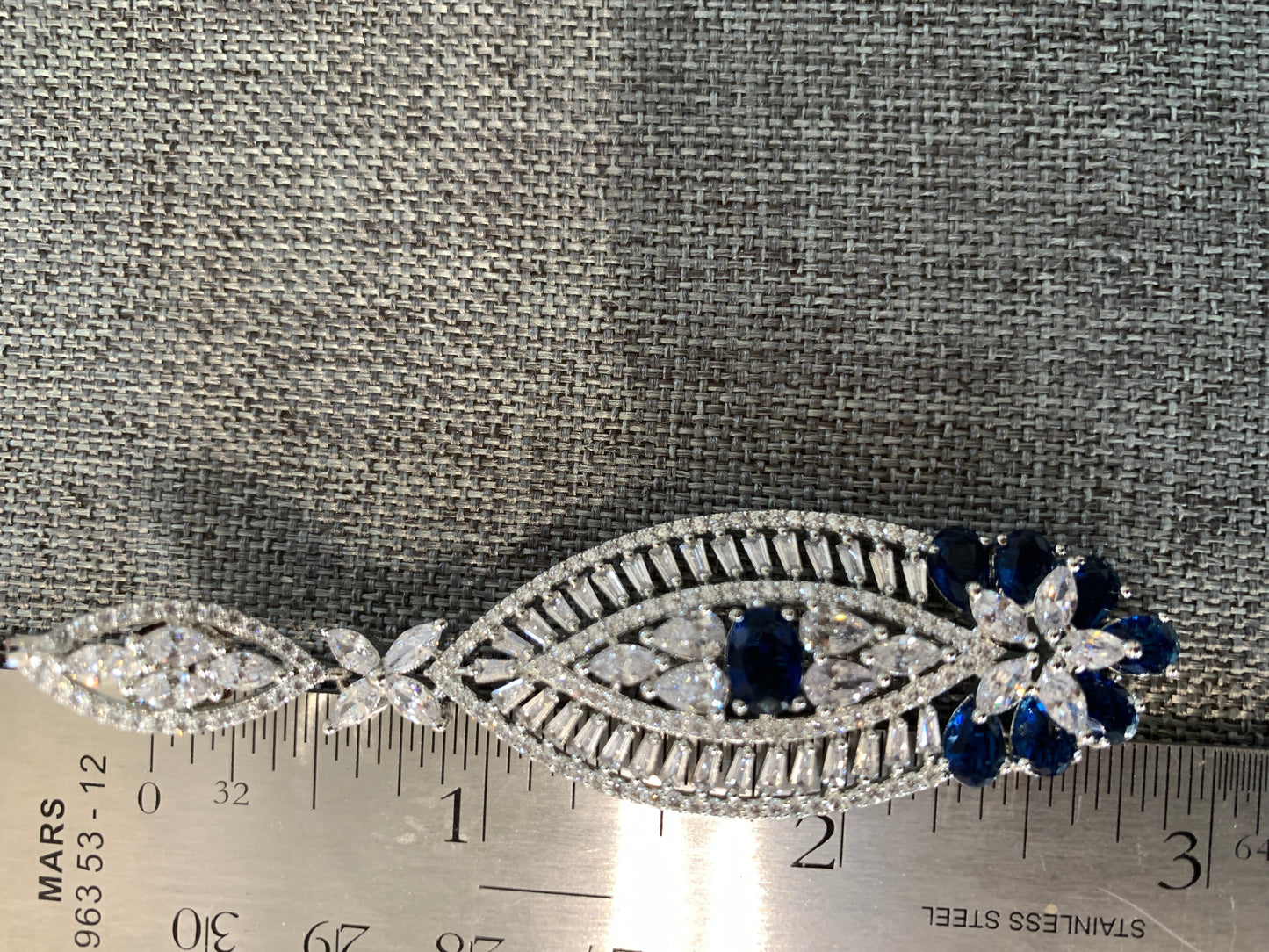 AD Blue Stone Long Earrings in Silver Polish
