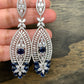 AD Blue Stone Long Earrings in Silver Polish