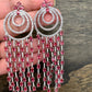 AD Wine Red Stone Long Earrings in Silver Polish