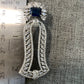 AD Blue Stone Bell Pattern Earrings in Silver Polish