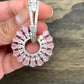 AD Pink Stone Bali Hoop Pattern Earrings in Silver Polish