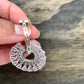 AD Pink Stone Bali Hoop Pattern Earrings in Silver Polish