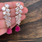 AD Earrings with Pink Stone Dual Polish in  Victorian and Silver