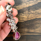 AD Earrings with Pink Stone Dual Polish in  Victorian and Silver