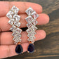 AD Earrings with Blue Stone in Rose Gold Polish