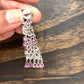 AD and Pink Stone Earrings in Silver Polish
