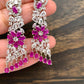 AD and Pink Stone Earrings in Silver Polish